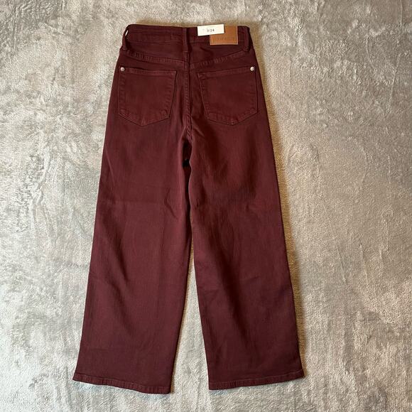 Judy Blue High Waist Tummy Control Wide Crop Pants Size 0 / 24 Oxblood New - Picture 5 of 8